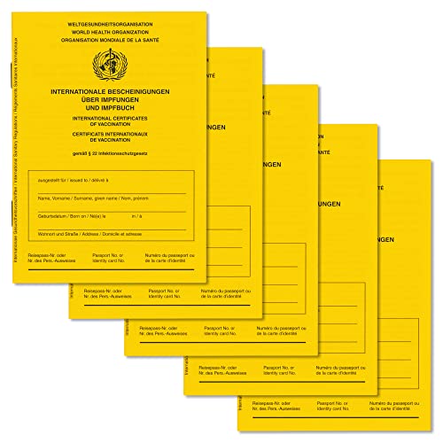 Welsberg 5 libretas de vacunación para vacunación – Certificado internacional sobre vacunas para bebés, niños, adolescentes y adultos – Edición 2021