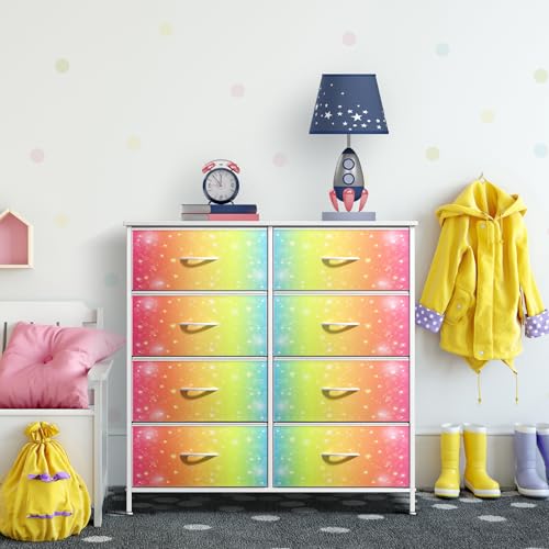 Sorbus Dresser with Fabric Drawers & Wood Top (8 Drawer, Rainbow Stars) - image 6