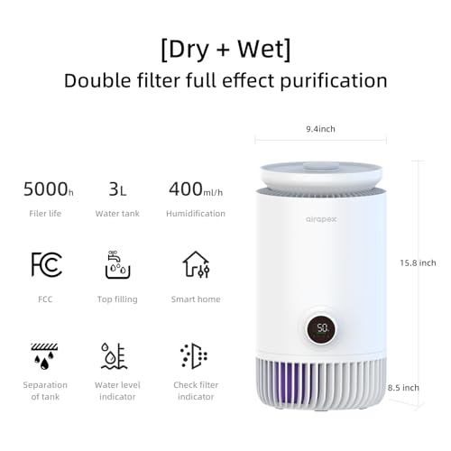 Airapex T3 -WHITE 2 In 1 Air Purifier And Evaporative Humidifier Combo thumb #6