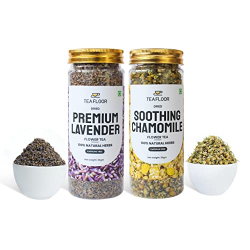 Image of TeaFloor- 2 In 1 Combo | Lavender tea 35g, Soothing Chamomile Tea 35g | Good for Hair & Skin | Stress Relief Tea | 140 Cups - 70g | Caffeine Free Herbal Tea | Flower Tea