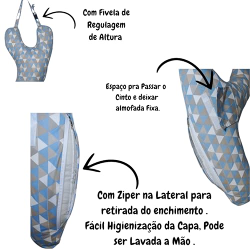 Luma Confort, Almofada Viagem Y Descanso Carro Onibus Protetora Cinto Cor:Azul