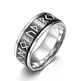 BWDHJLEY Anillos de acero inoxidable para hombre, anillos de compromiso, fiesta vikinga, joyería moderna para el pulgar, V 1/2, Acero inoxidable, Sin piedra preciosa