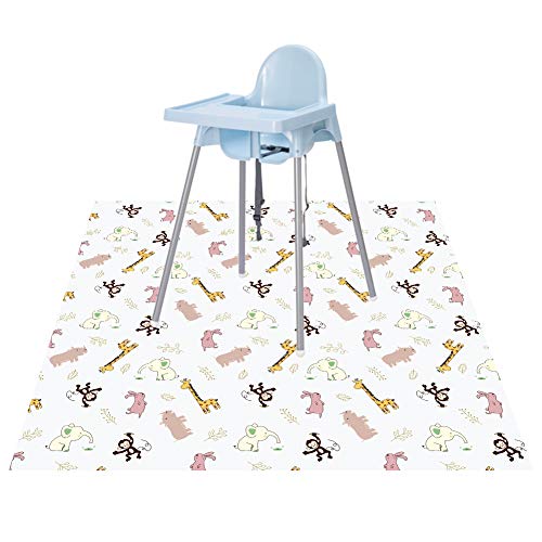 Image of Baby Splat Floor Mat for Under High Chair/Arts/Crafts by CLCROBD, 51" Waterproof Anti-Slip Food Splash Spill Mess Mat, Washable Floor Protector Mat and Table Cloth