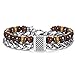 BUXIANGGAN Bracelet Femme Bijoux Bracelet De Perles en Pierre D'Yeux De Tigre pour Hommes pour Hommes Chaîne À Maillons De Blé en Acier Inoxydable 22Cm Marron