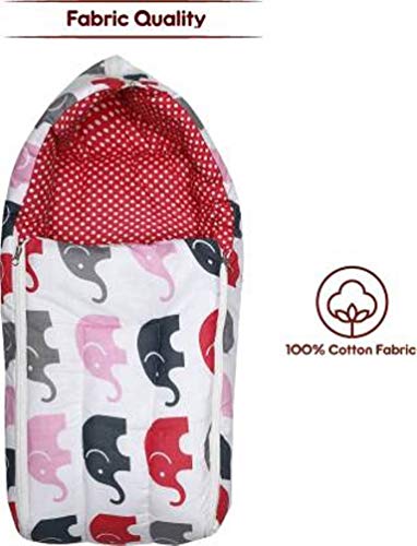 Image of by Urban Space 100% Cotton Baby Sleeping Bag, Reversible Bag, 3 in 1 Usage Baby Cotton Bed Cum Sleeping Bag, Carry Bag, Baby Wrapper Size - 68 x 50 x 15 cm, 0-12 Months