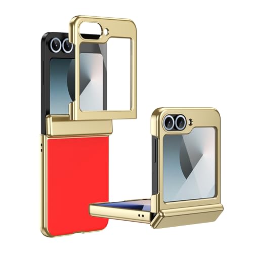 DAJIETOU Etui do Samsung Galaxy Z Flip 6 z osłoną ekranu z zawiasem, ochrona przed upadkiem, odporne na zarysowania i wstrząsy, smukła konstrukcja, matowe składane etui (Vermelho)