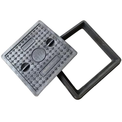 Tapa para Arqueta 30 X 30 cm con Marco, Ttapa de Fosa Séptica Empotrada con Base, Cubierta de Alcantarilla Antideslizante para Exteriores, Ideal para Patios