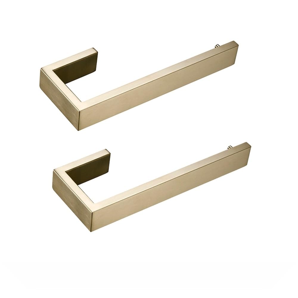 VVW&LIU Brushed Gold Stainless Steel Bathroom Accessories Set Toilet Roll Paper Holder Towel Rack Wall Mounted Kitchen Tissue,2 Towel