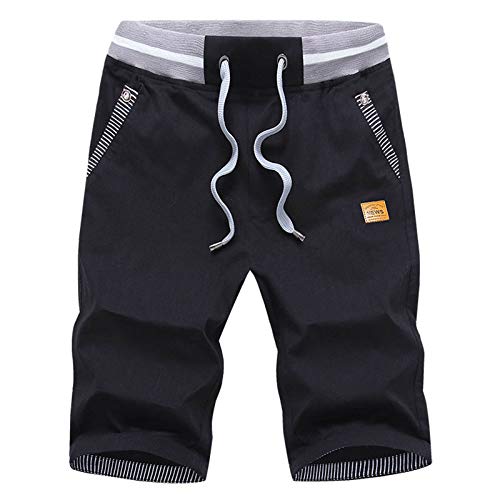 JustSun Short Homme Coton Short Court Homme Ete Chino Noir L Cover
