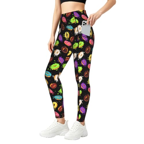 Pantalones de yoga para mujer elásticos con divertido estampado de donas originales