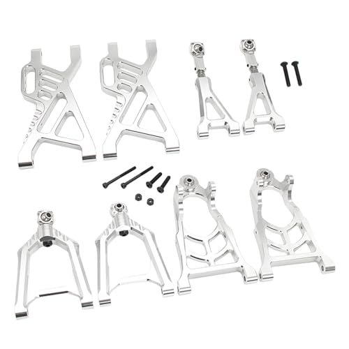 FLMLF Alloy CNC Front Rear Upper Lower Suspension Arm Set for 1/5 HPI ROFUN ROVAN KM BAJA 5B 5T 5SC Rc Car Parts (Silver)