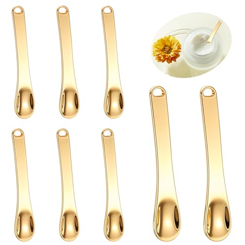 8 PCS Metal Makeup Spatula Tool, Mini Skin Care Spatula Lotion Spatula, Cosmetic Spatula Applicator, Reusable Beauty Spatula for Cream, Lotion and Mask (Silver Gold Rose Gold)
