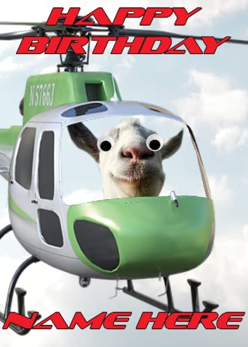 Aac 102 Funny Goat Helicopter Real Googly Eye - Tarjeta de felicitación personalizada A5, se puede crear para cualquier evento a5 por regalos para todos los 2016