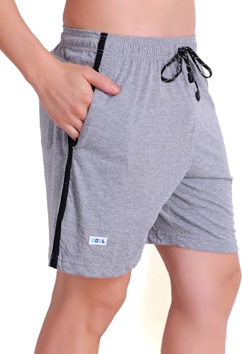Image of T.T. Cotton Blend Shorts for Men | Regular Fit | Elasticated & Zipper | 2 Sided Pockets & 1 Back Pocket | Solid | Above Knee Length Bermuda Short | Ideal for Casual Outings