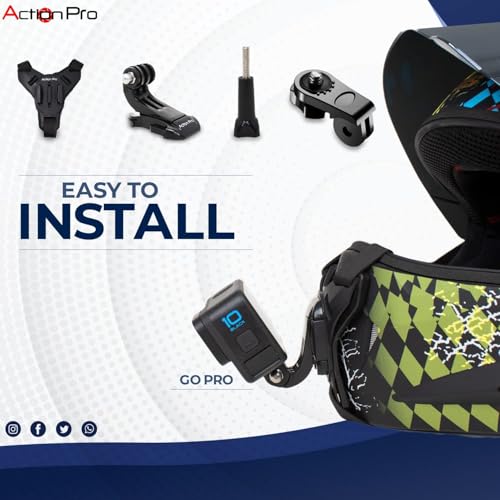 Image of Action Pro Made in India Helmet Chin Mount Strap, Compatible with GoPro Hero 13 /12 /11 /10 /9 /8 /7 /6 /5 /4, DJI Osmo, Insta360, SJCAM & Other Action Cameras (Pack of 3)