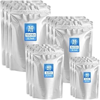 150pcs Mylar Bags for Food Storage, 1 Gallon 8.7 Mil Mylar Bags 4 Sizes Stand Up Smell Proof Ziplock Sealable Bags - 10x14-8x12-6x9-4x5 in