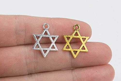 1 Pedido Oro 18 Estrella de David ELET Charms 0.630x0.866in