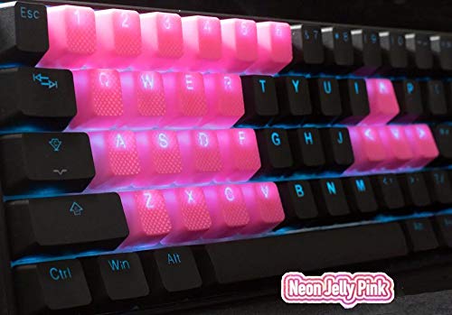 Tai-Hao Rubber Gaming Backlit Keycaps Set - 22 Keys for Cherry MX Mechanical Keyboards Compatible OEM Include Key Puller (Neon Jelly Pink) by Big Chic - Used condition - Image 2