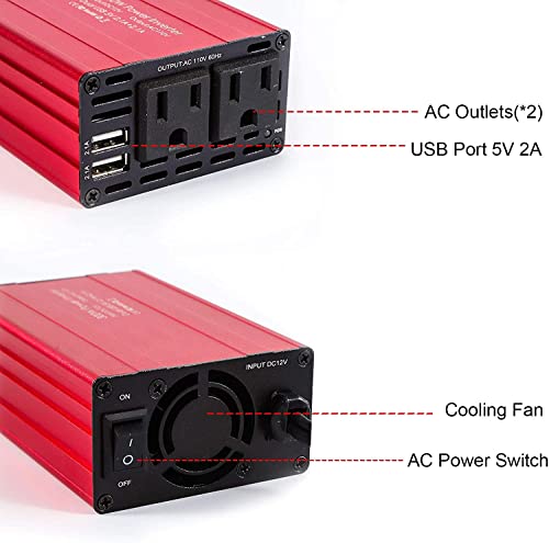 300W Power Inverter Modified Sine Wave Converter For Home Car Rv With Ac Outlets Converter Dc 12V In To Ac 110V Out #TOP2