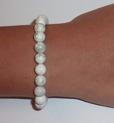 Hidden Hollow Beads Howlite Natural White Stone Women's Stretch Beaded Bracelet, Inspirational Message Charm - Image 3