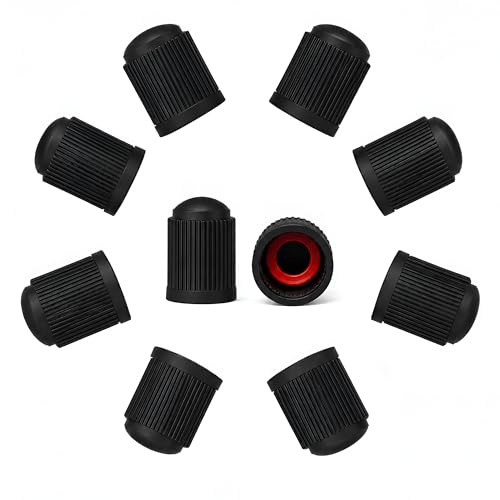 ZYOC 10 PCS Tyre Dust Valve Caps with O-Seal Ring Universal Stem Dust Cover Caps For Car Tyres Bikes Trucks Heavy Duty Airtight Seal Screw-On Tyre Wheel Hub Caps Car Accessories