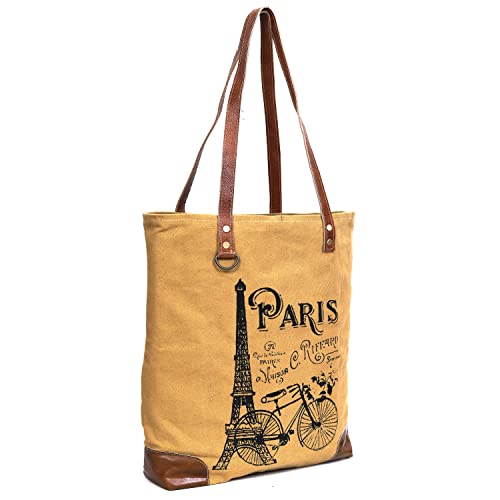 Bolso de tela reciclada y cuero CLA, tipo tote, 16 pulgadas de altura, para mujer miniatura 5