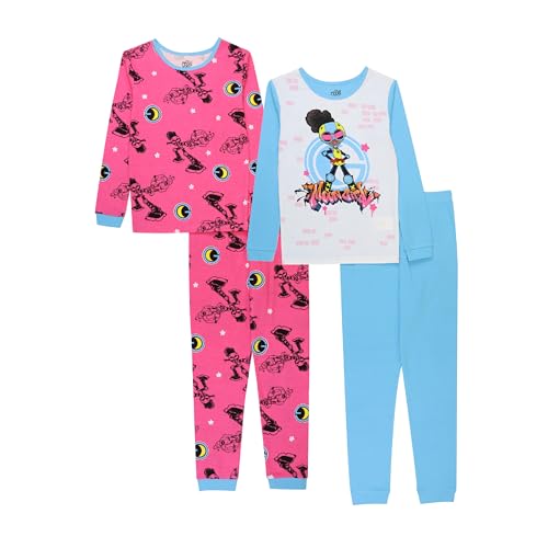Marvel Girls' 4-Piece Snug-fit Cotton Superhero Pajama Set, Soft & Cute for Kids
