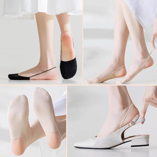 14 Pairs Toe Topper Socks Set, 12 Pairs Women’s Lace Cotton No Show Socks with Sling Invisible Half Sock Non Slip Grip Low Cut Liner Sock and 2 Pair Anti-friction Pads for Heels Flats Shoes2