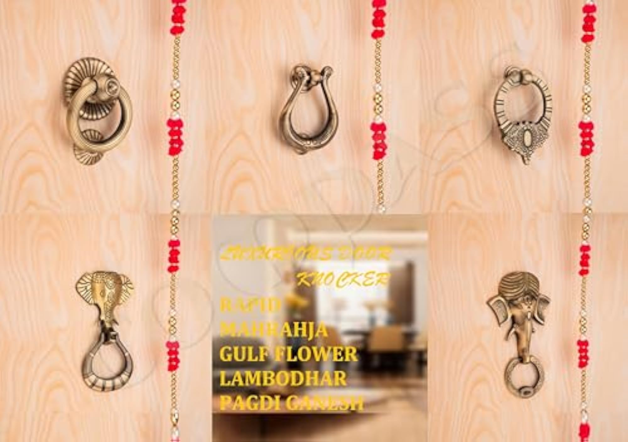 Brass Door Knocker for Front Door, Pack of 5