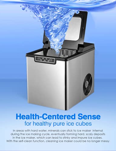 BXBX Eiswürfelmaschine 14 kg 24 h, 6 Minuten Produktionszeit, Selbstreinigung, 2 Würfelgrößen, 2.2 Liter Wassertank, LCD… – Bild 4