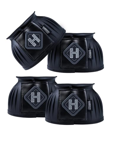 Image of Harrison Howard Rubber Bell Boots for Horses, Hoof Overreach Protection for Horses, w /Upgraded Leather Touch Tape