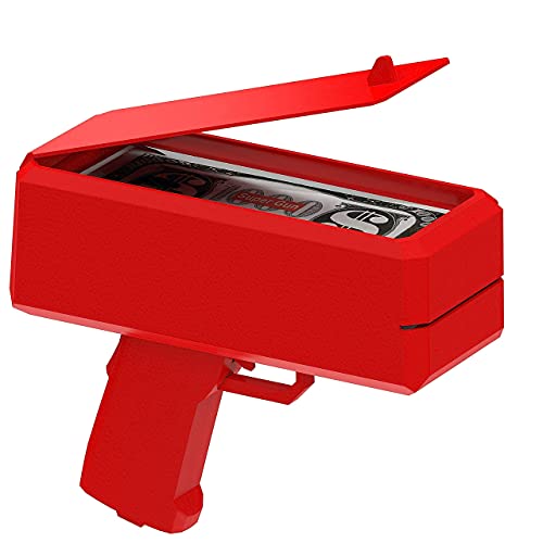 Oktico Global Red Money Gun, Paper Playing Spray Fake Money Gun Make it Money rain Toy Gun, with Pack of 100 pcs of Play Money Cash Gun for Party