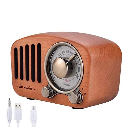 Qoosea Radio Portátil Altavoces Bluetooth Hecho a Mano Retro Estéreo de Madera Bluetooth 4.2 Mini Altavoz con Subwoofer Súper Bajo con Radio FM Conector de Entrada de Audio de 3,5 mm