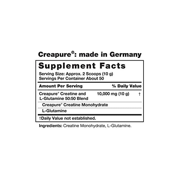 Fitness Labs Creatine and L-Glutamine, 500 Grams | Contains Only Pure Creapure Creatine Monohydrate & USA-Made Fermented Glutamine - Image 3