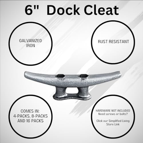 Simplified Living 6" Dock Cleats: Rough Cast Hot Dipped Galvanized Iron: 4, 8, 16 Pack (16 Pack) by Simplified Living - Image 3