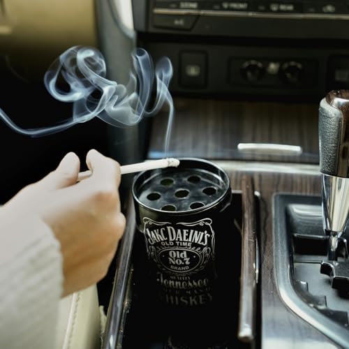 NYRWANA Aluminum Oil Drum Can Barrel Shaped Cigarette Cigar Black Aluminium Ashtray