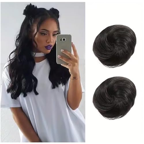 Chignon oreilles de chat pour masquer les cheveux fins, lot de 2 postiches noirs