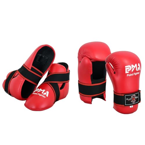 Gants et bottes de sparring rouge Playwell pour la compétition semi-contact