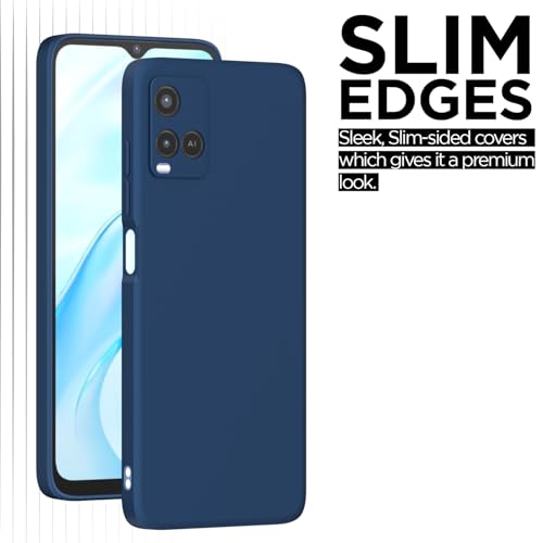 Image of Outlouders Back Cover for Vivo Y21 2021 / Vivo Y33s | Camera Protection | Durable Soft Matte Silicone Bumper Case (Blue)