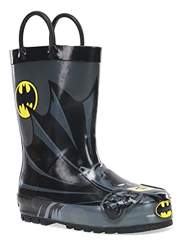 Western Chief Boys Waterproof Printed Rain Boot with Easy Pull on Handles - Batman Everlasting, 1 M US Little Kid