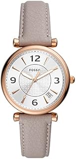Fossil Damenuhr Carlie, Quarzwerk, 35mm Rose Gold Edelstahlgehäuse mit Lederarmband, ES5161