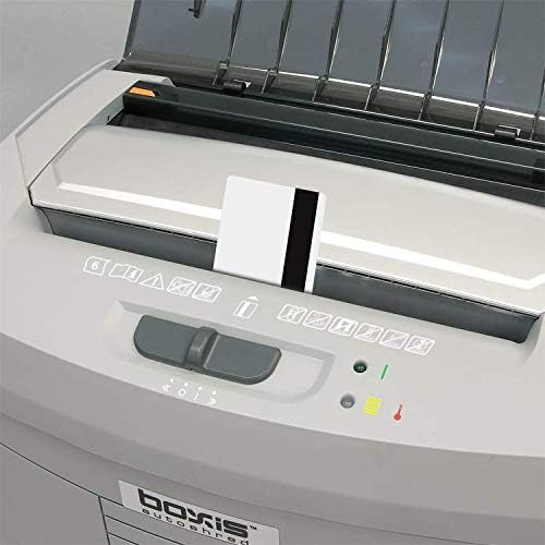 Boxis Autoshred AF60 Paper Shredder showing credit card being shredded