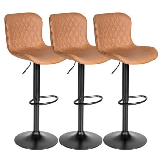 Kit 03 Banquetas Cozinha Americana Bar Balcão Giratória Alta Couro Sintetico Escosto Costura Diamantada (Caramelo)
