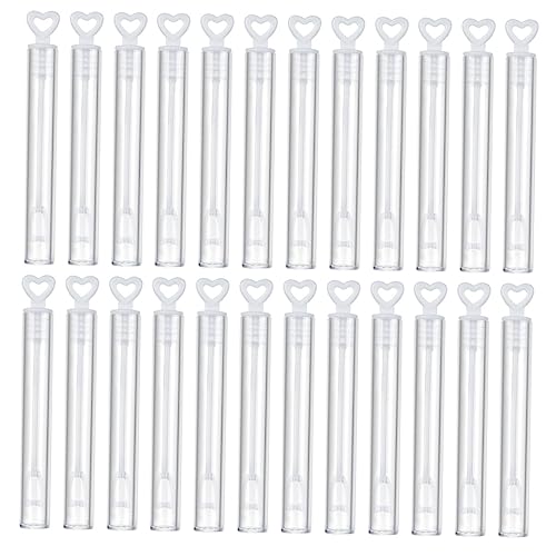 SUPVOX 24pcs Heart Bubble Wands Refillable Plastic for Wedding Birthday Party Favors Fun Outdoor Activities for All Ages
