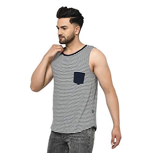 Image of RIGO Men's Striped Slim Fit Vest (SD02201038 Grey
