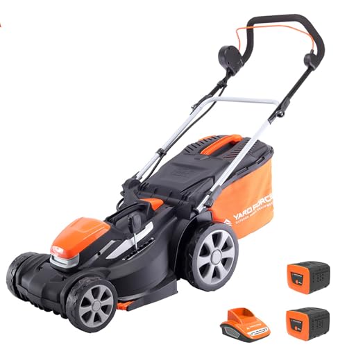 Image of Yard Force 40V 37cm Cordless Lawnmower with 2 x 40V 2.5Ah Lithium-Ion Batteries & Quick Charger - GR40 Range