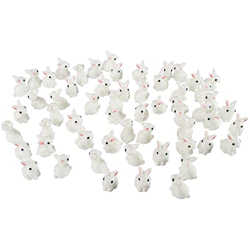 Exasinine 100Pcs Rabbit Miniature Figurines Mini Rabbits Fairy Garden Miniature Moss Landscape Diy Terrarium Crafts Ornament Accessories For Home Décor #TOP4