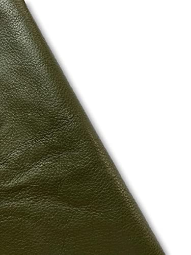 Natural Grain Cowhide Leather Skins (Olive, 20 Square Feet (Full Side))