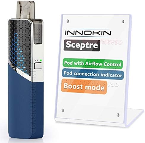 E Cigarette Vape Starter Kit Innokin Sceptre Pod Ecig, MTL RDL, Auto Draw with Boost Button, 1400mAh Mirco USB Charging, Ecigarette Premium Flavour Vaping, AMZ UK 2ml, No Nicotine – Blue