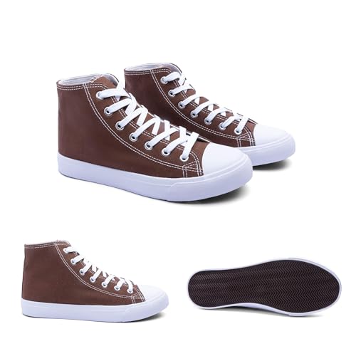 Image of Women's High-Top Canvas Sneakers - Classic Lace-Up Casual Shoes with Extra Shoelaces - Comfortable, Stylish, and Durable
